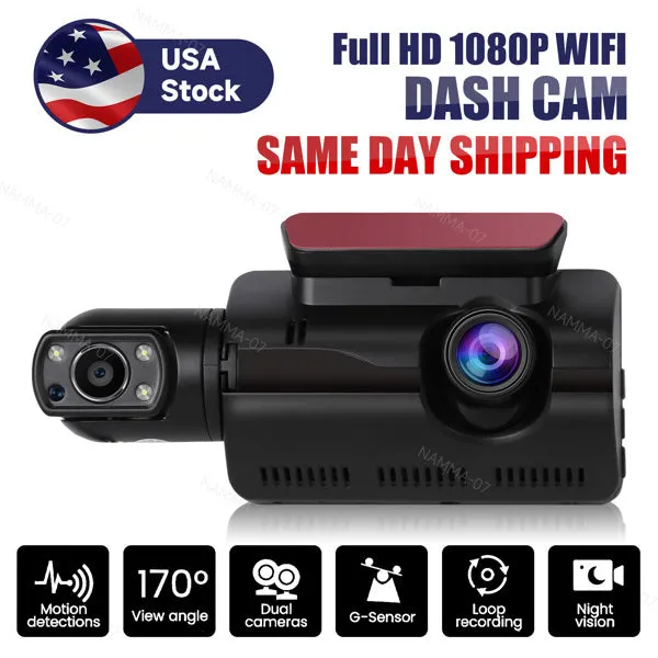 1080P Dual Lens Car DVR Dash Cam Video Recorder G-Sensor Front