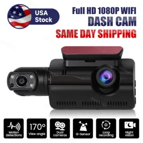 1080P Dual Lens Car DVR Dash Cam Video Recorder G-Sensor Front