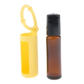 10ml Refillable Essential Oil Bottle with Roller Ball Silicone Cover Yellow