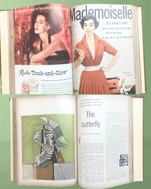 1953 MADEMOISELLE Magazine Book – Vintage Fashion, Beauty & College Coed Style