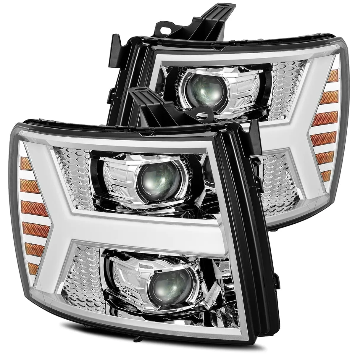 2007-2013 Chevrolet Silverado LUXX-Series LED Projector Headlights Chrome Alpha-Rex 880222