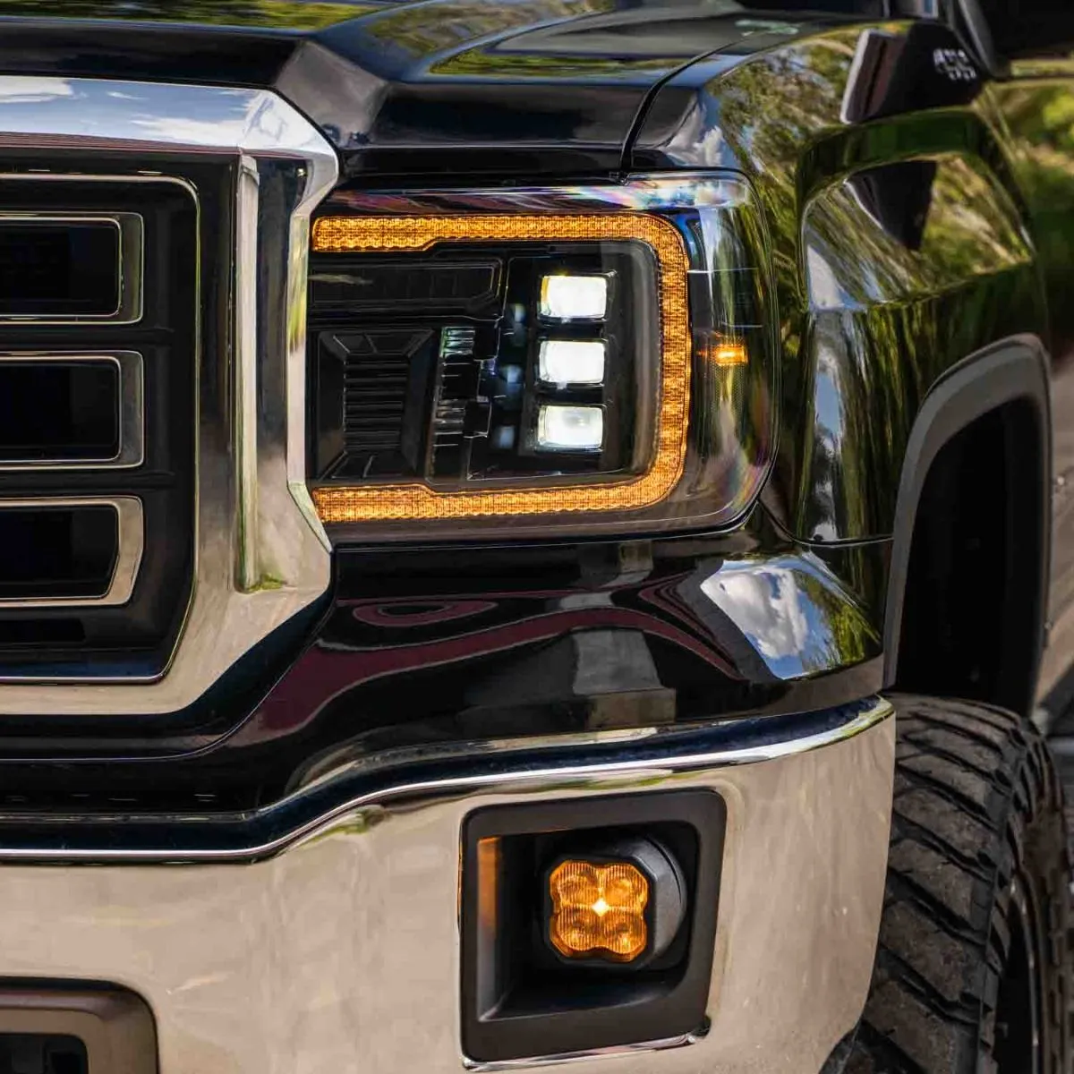 2014-2018 GMC Sierra 1500 LED Projector Headlights (Amber DRL) (pair)