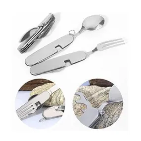 4 in 1 Multifunction Stainless Steel Foldable Travel Cutlery