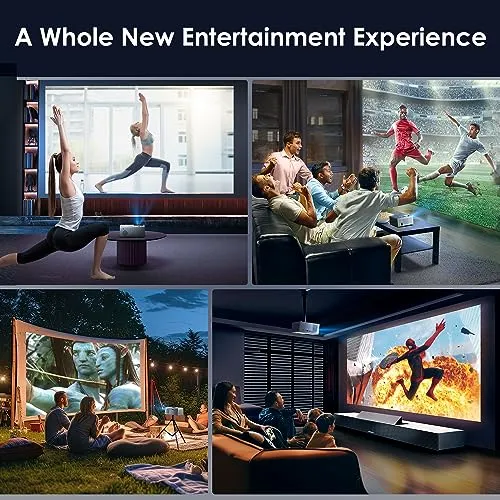 4K Support Projector with Wifi and Bluetooth, OWNKNEW Portable Mini Projectors for Outdoor Movies Use, Video Projector Compatible with TV Stick, Laptop, Smartphone, Xbox, PS5