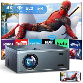 4K Support Projector with Wifi and Bluetooth, OWNKNEW Portable Mini Projectors for Outdoor Movies Use, Video Projector Compatible with TV Stick, Laptop, Smartphone, Xbox, PS5