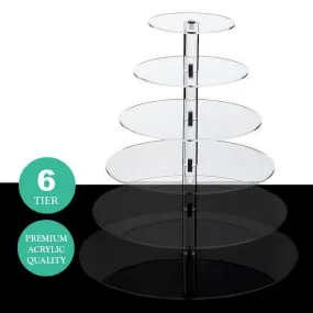 6 Tier Round Heavy Duty Acrylic Glass Cupcake Dessert Stand For Birthday Wedding Party