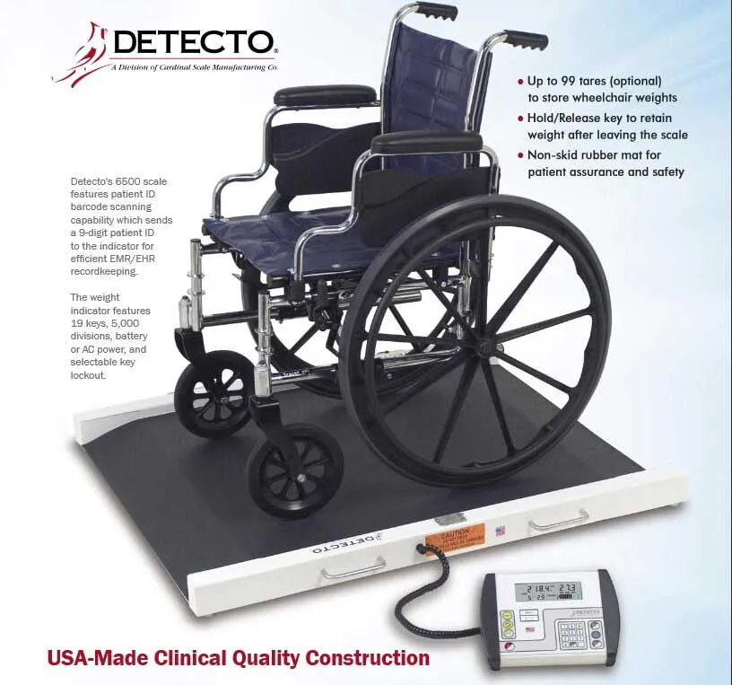 6500 Detecto - Wheelchair Scale, Portable, Digital, 1000 lb Capacity