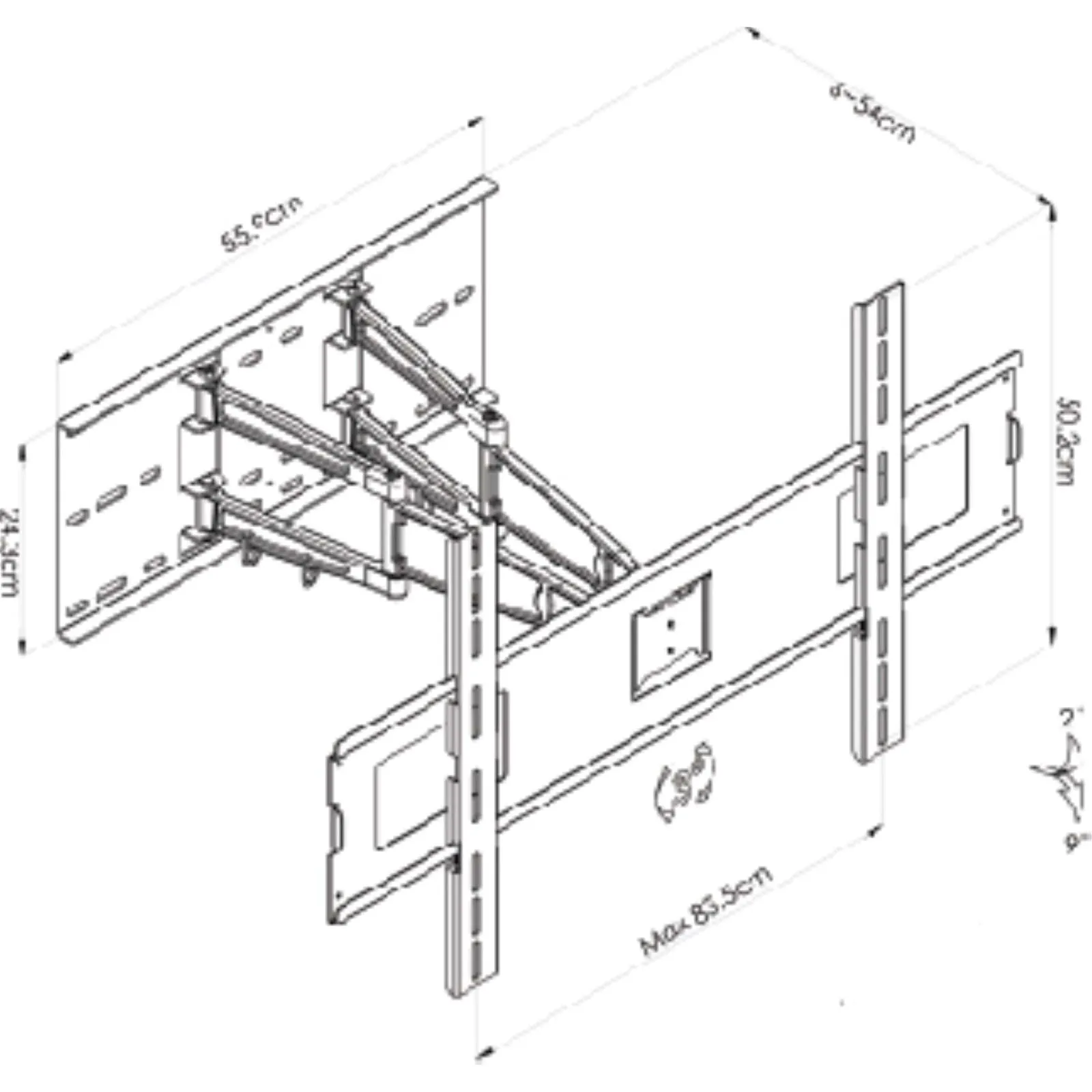 800x500 VESA Mount Bracket, Dual Arm Articulated by Tauris™