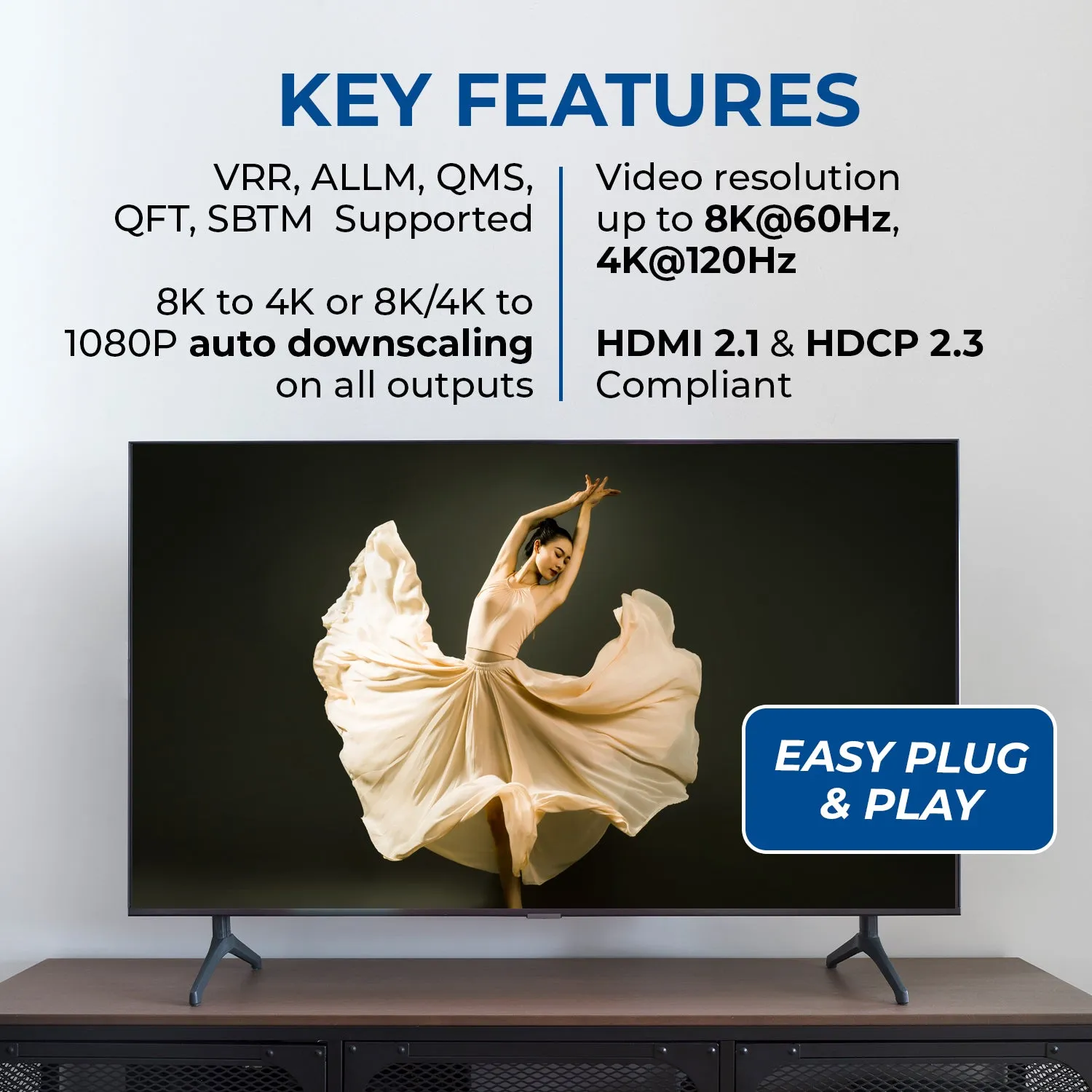 8K 1x8 HDMI Splitter With HDR10 , Downscaler & EDID management (BK-108)