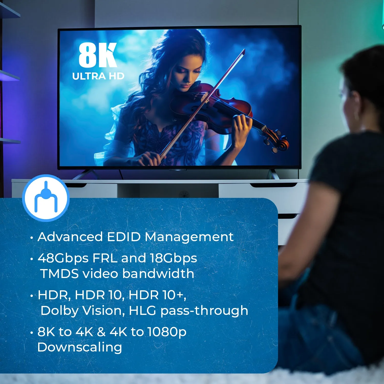 8K 1x8 HDMI Splitter With HDR10 , Downscaler & EDID management (BK-108)
