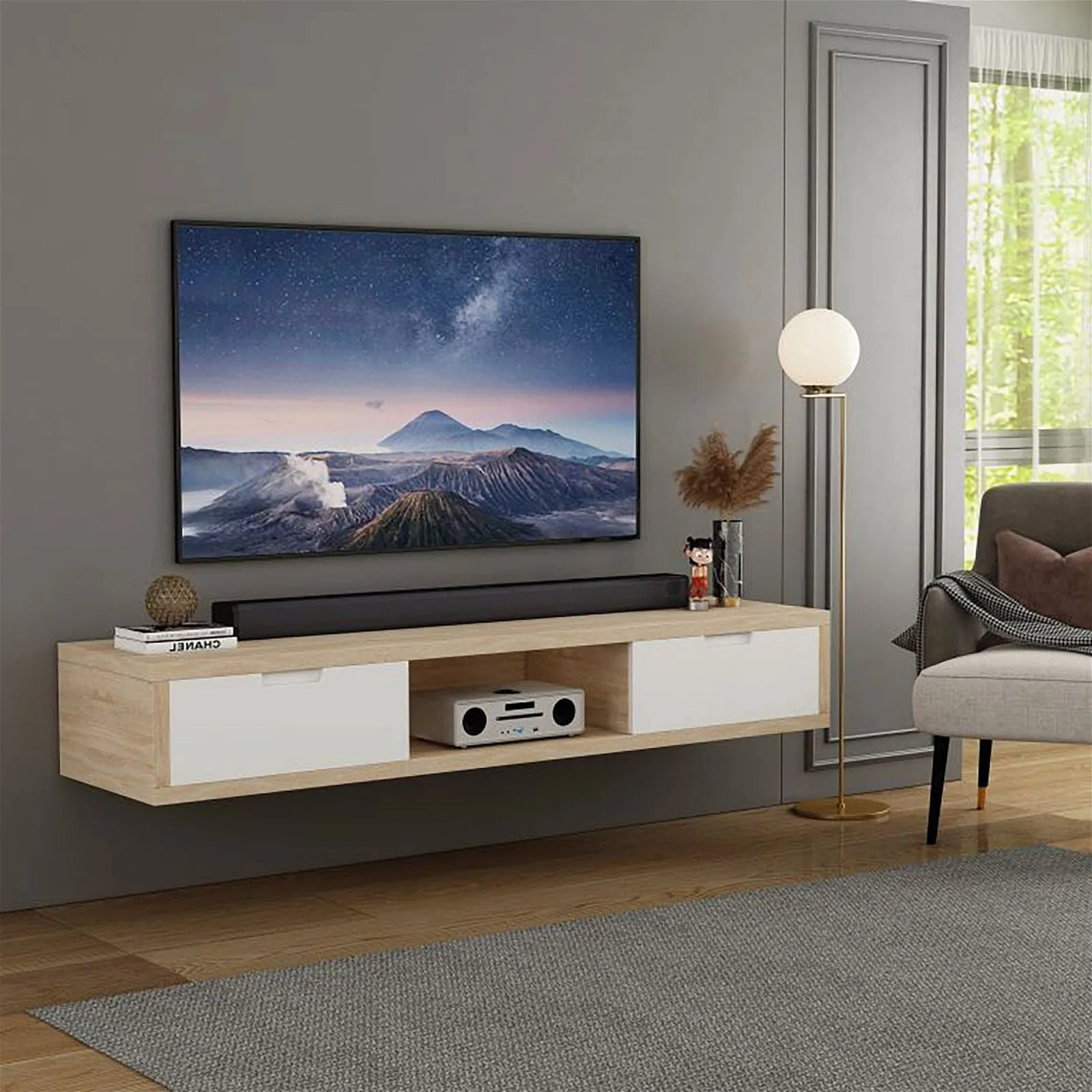 Air Entertainment Unit, Wall Mount, Entertainment Unit, 1500mm Oak by Criterion