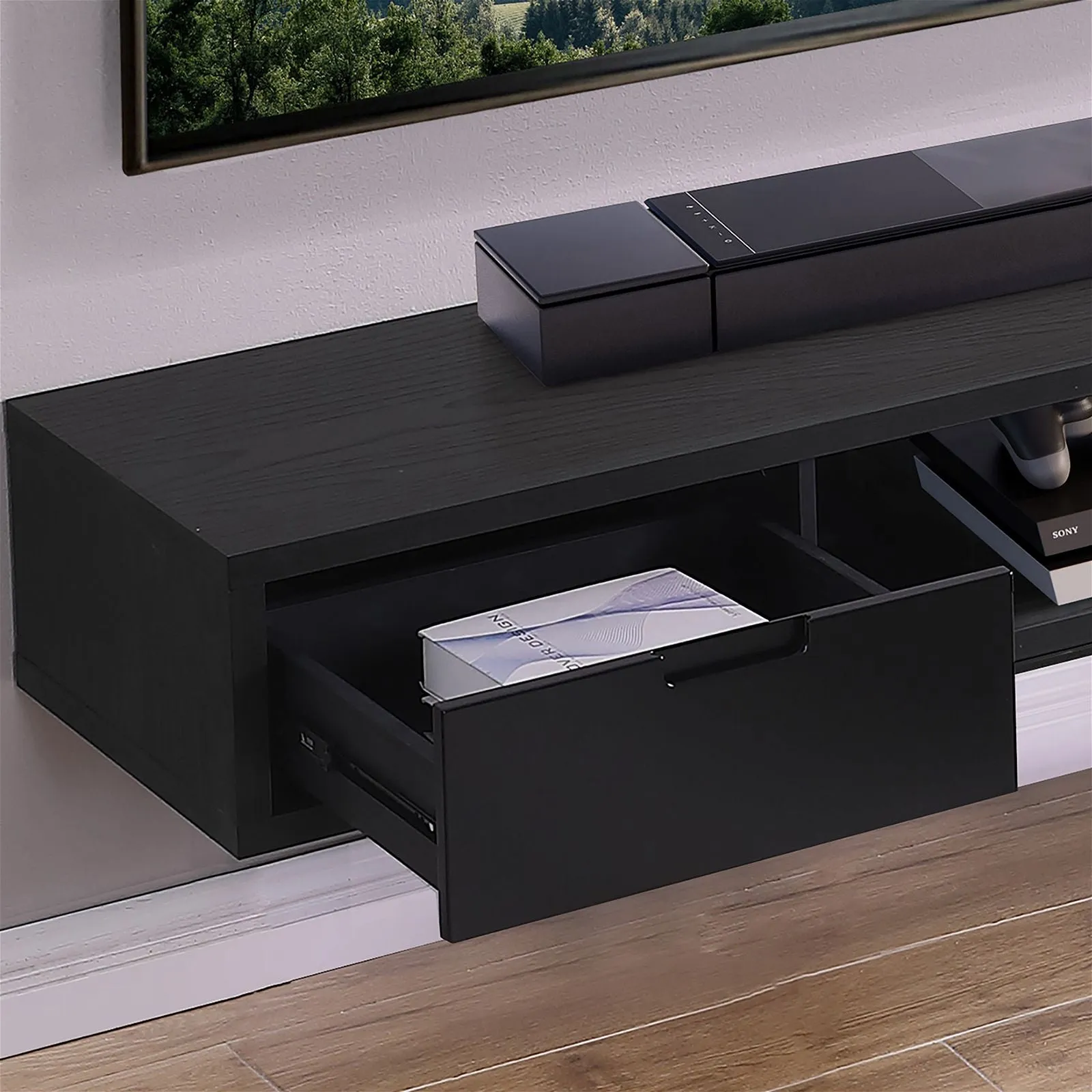 Air Entertainment Unit, Wall Mount, Entertainment Unit, 1800mm Black Oak by Criterion