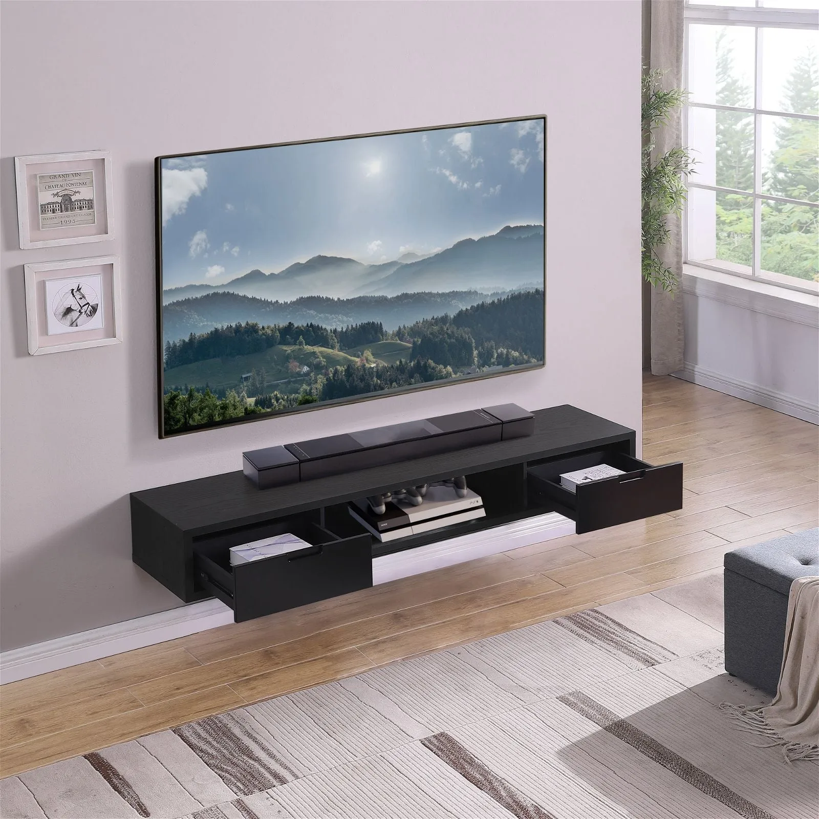 Air Entertainment Unit, Wall Mount, Entertainment Unit, 1800mm Black Oak by Criterion