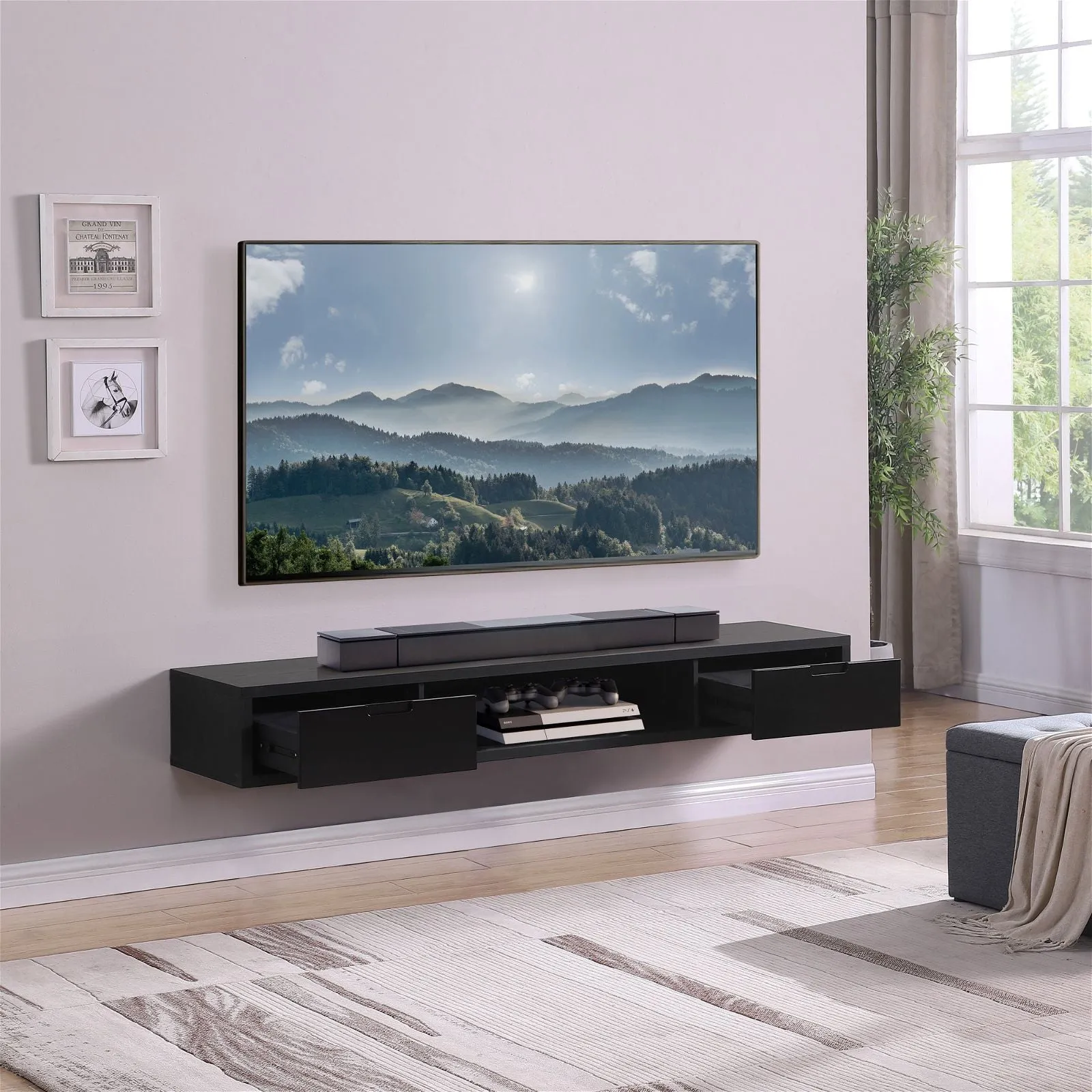 Air Entertainment Unit, Wall Mount, Entertainment Unit, 1800mm Black Oak by Criterion