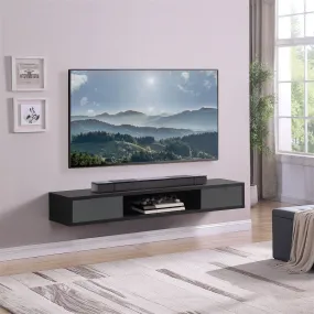 Air Entertainment Unit, Wall Mount, Entertainment Unit, 1800mm Black Oak with Grey Drawers by Criterion