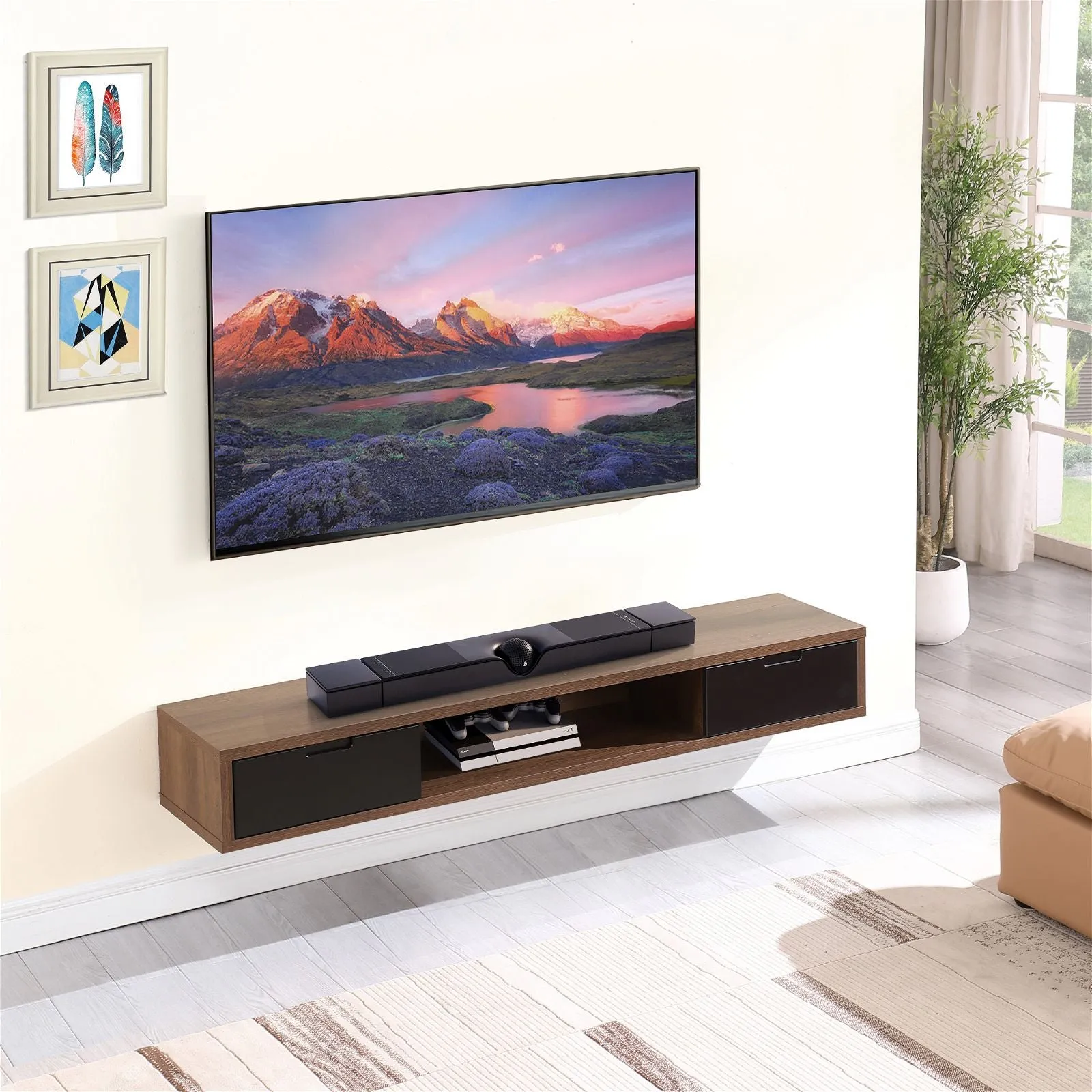 Air Entertainment Unit, Wall Mount, Entertainment Unit, 1800mm Dark Oak by Criterion
