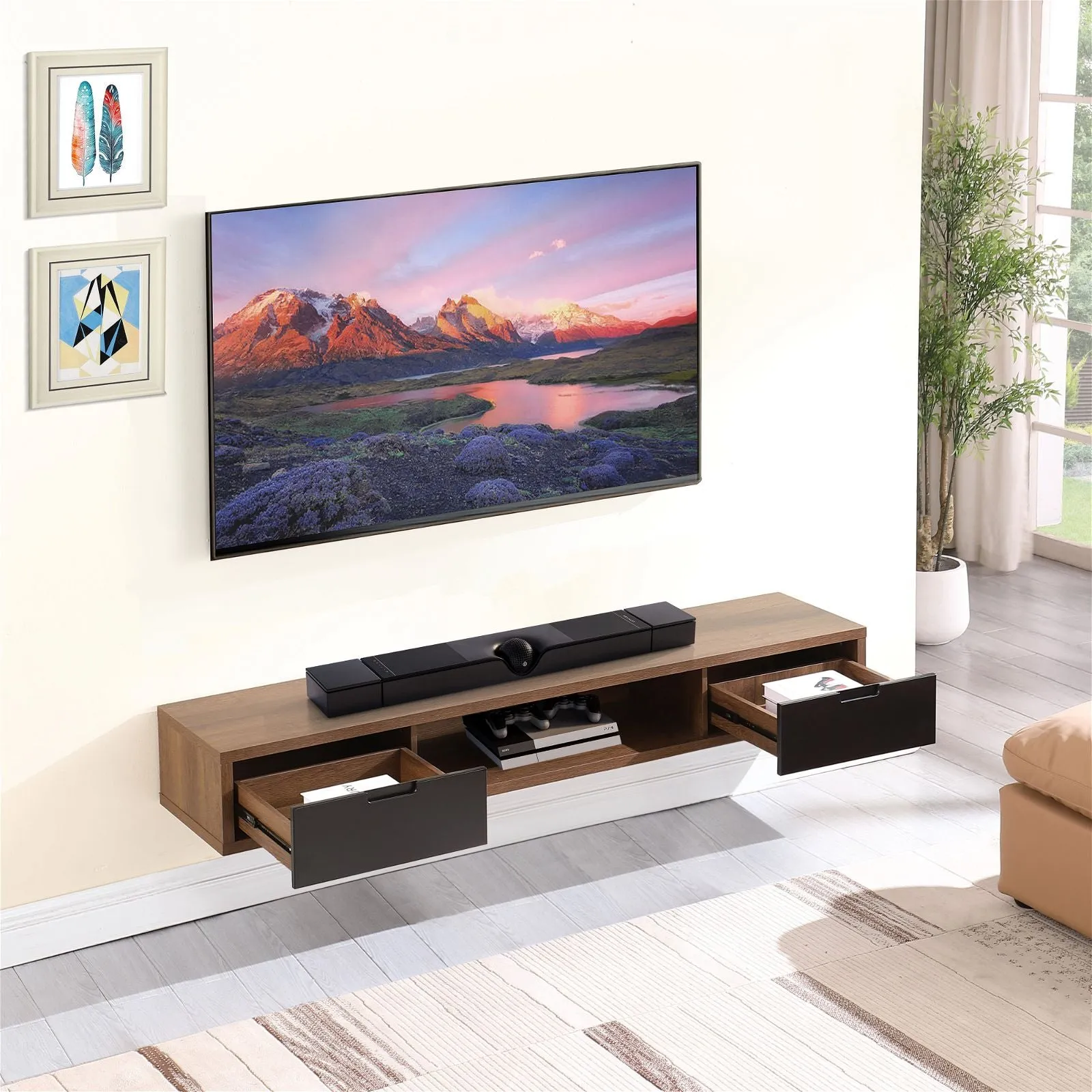 Air Entertainment Unit, Wall Mount, Entertainment Unit, 1800mm Dark Oak by Criterion