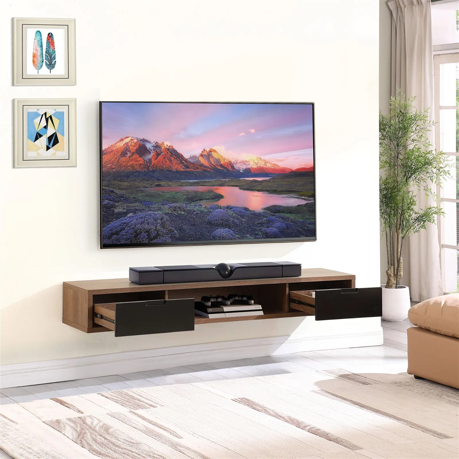 Air Entertainment Unit, Wall Mount, Entertainment Unit, 1800mm Dark Oak by Criterion
