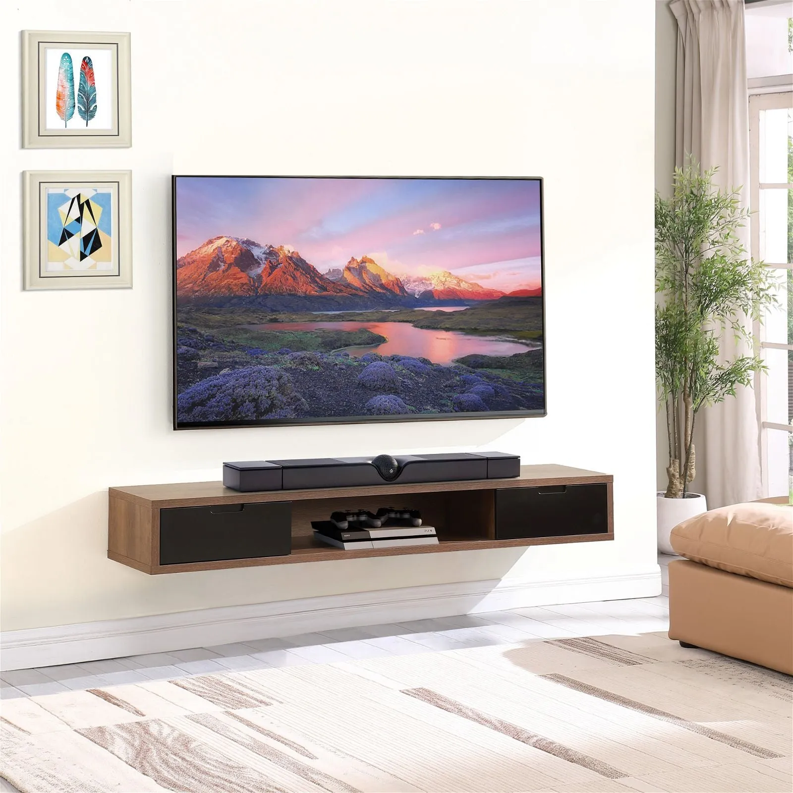 Air Entertainment Unit, Wall Mount, Entertainment Unit, 1800mm Dark Oak by Criterion