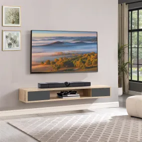 Air Entertainment Unit, Wall Mount, Entertainment Unit, 1800mm Oak with Grey Drawers by Criterion