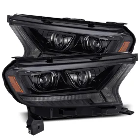 AlphaRex Dual LED Projector Headlights Ford Ranger (2019-2021) LUXX Series w/ Sequential Turn Signal - Alpha Black / Black