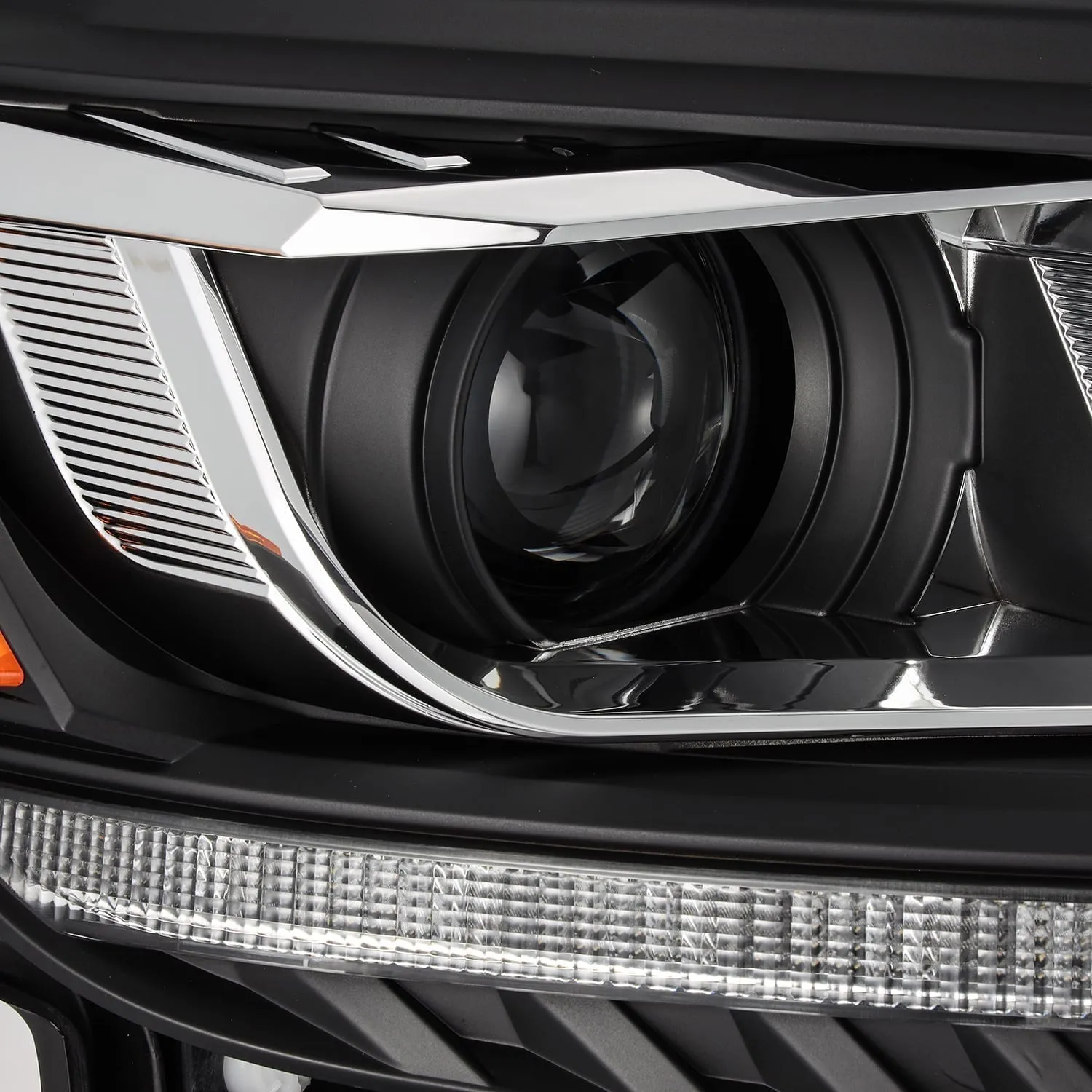 AlphaRex Dual LED Projector Headlights Ford Ranger (2019-2021) LUXX Series w/ Sequential Turn Signal - Alpha Black / Black