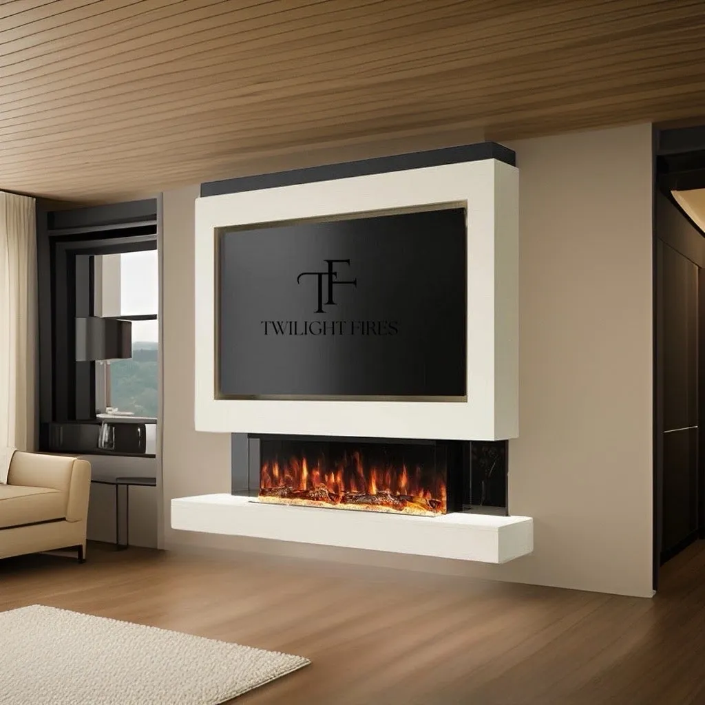 Amalfi 72" Pre-Built Media Wall Fireplace - Electric Fire Package