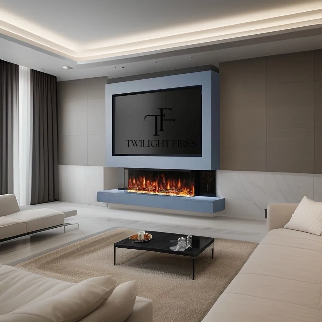 Amalfi 72" Pre-Built Media Wall Fireplace - Electric Fire Package