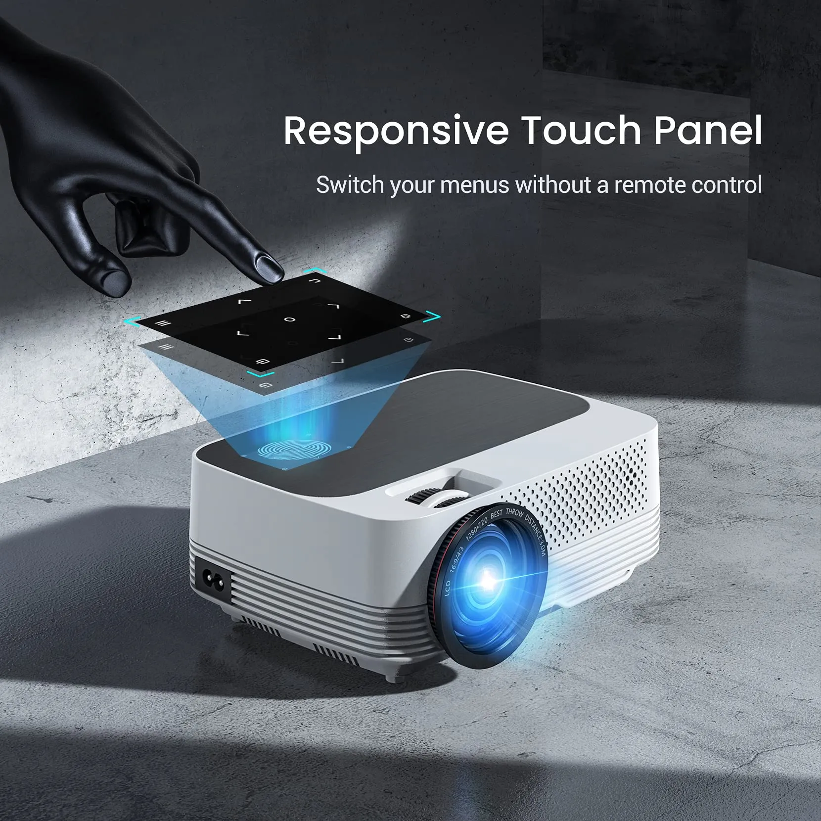 Android Projector |1080P Full HD Supported 4000L Outdoor Portable Projector, 200" Display Home Theater Movie Projector