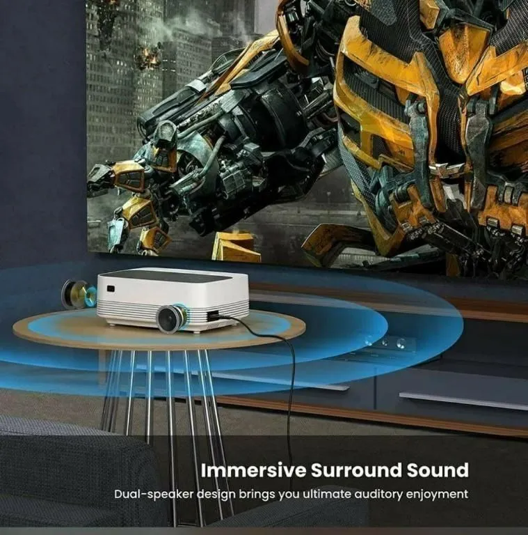Android Projector |1080P Full HD Supported 4000L Outdoor Portable Projector, 200" Display Home Theater Movie Projector