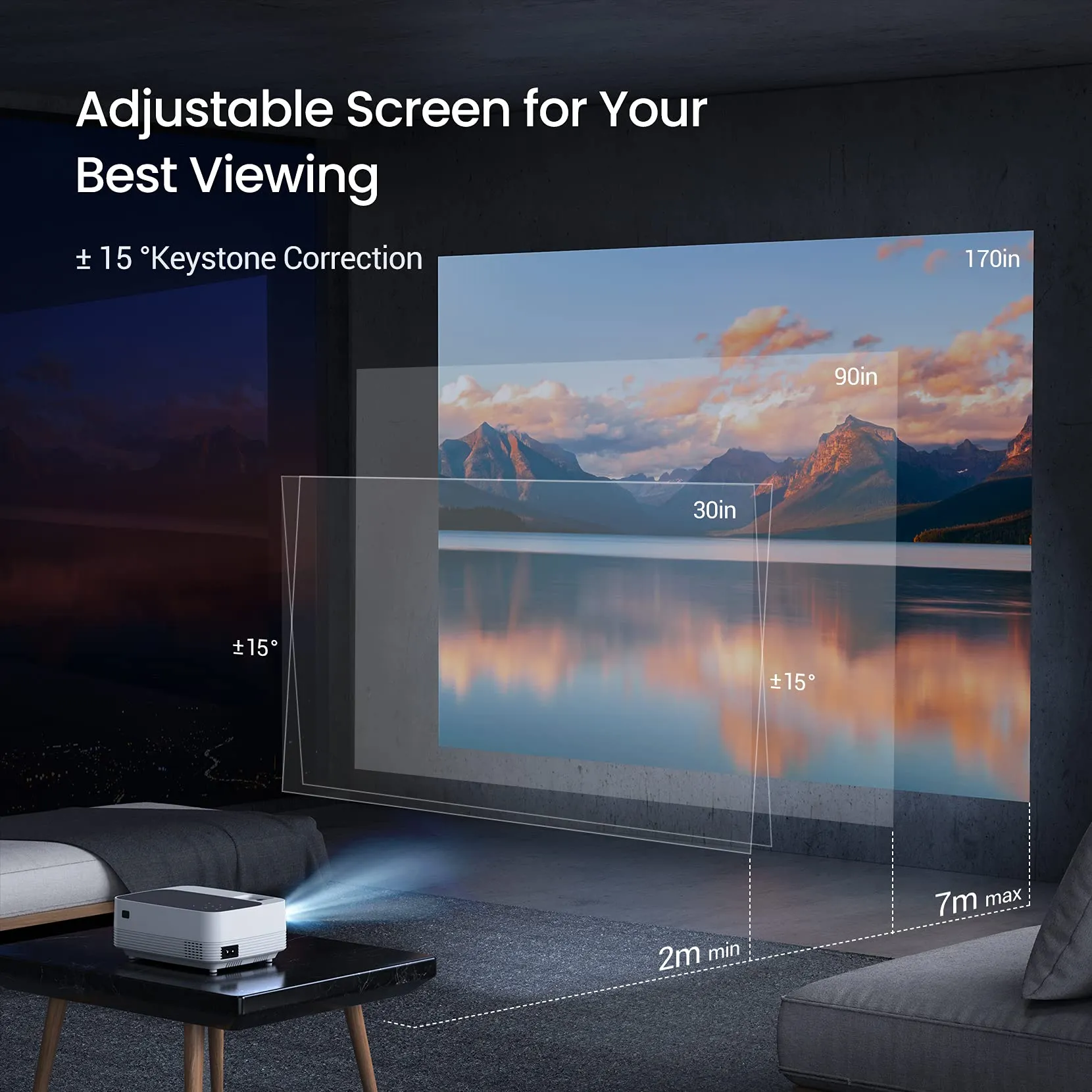 Android Projector |1080P Full HD Supported 4000L Outdoor Portable Projector, 200" Display Home Theater Movie Projector