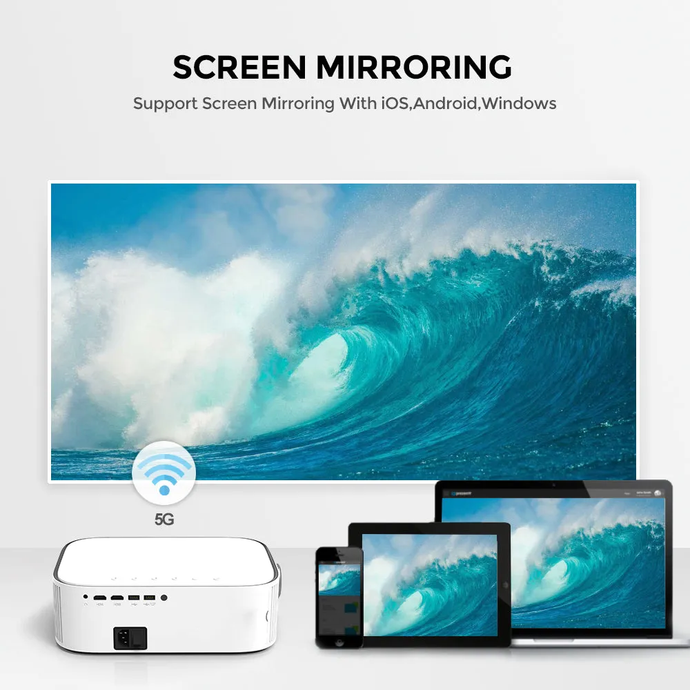 Android Projector |500ANSI Lumens/Screen Size 220 inch|Native 1080P Full HD|Bluetooth Wifi Projector 4K Supports Video Projectors