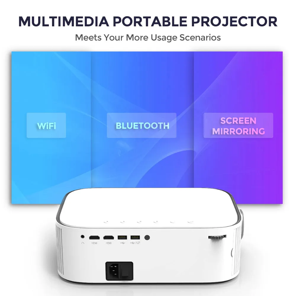 Android Projector |500ANSI Lumens/Screen Size 220 inch|Native 1080P Full HD|Bluetooth Wifi Projector 4K Supports Video Projectors