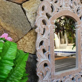 Antique Carved Arched Wooden Mirror