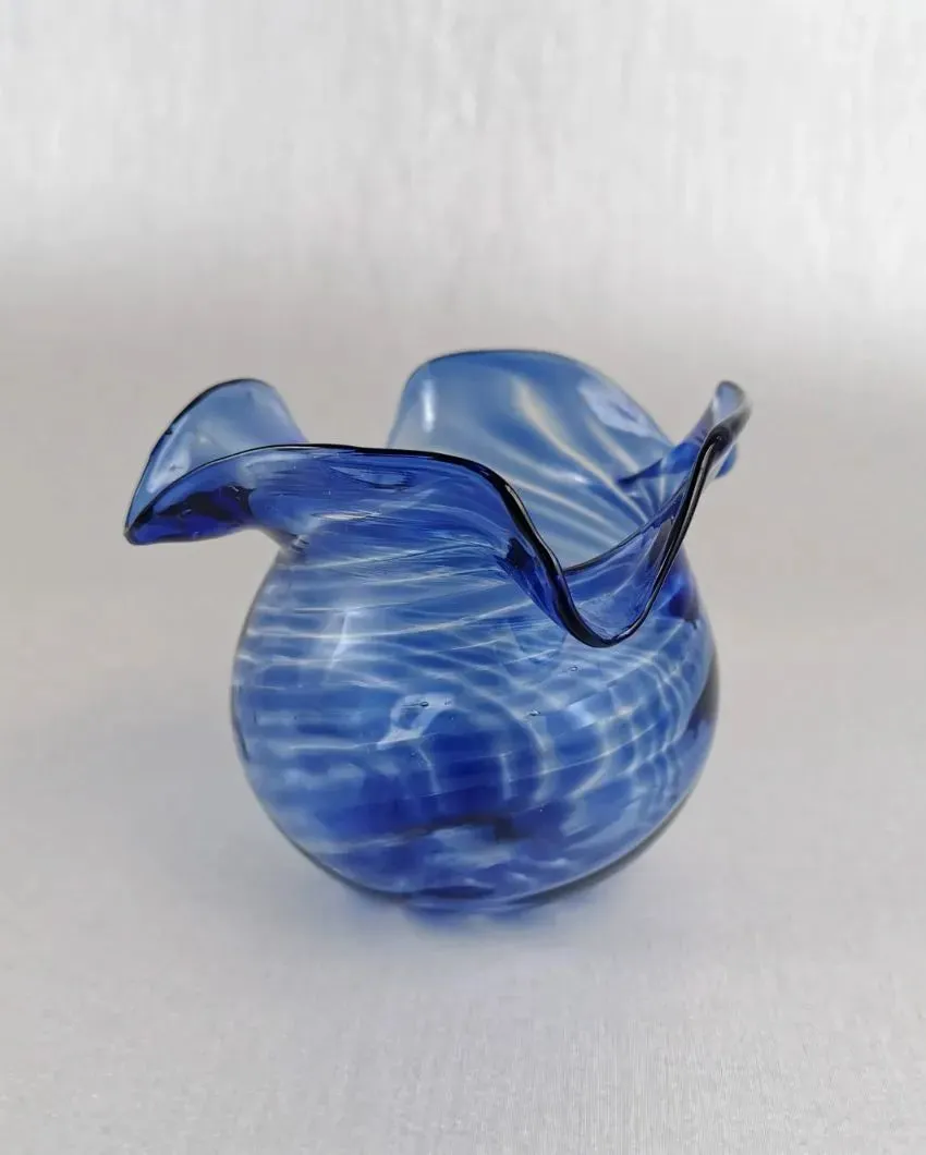Art Glass Blue Wave Votive | 3 x 3 inches