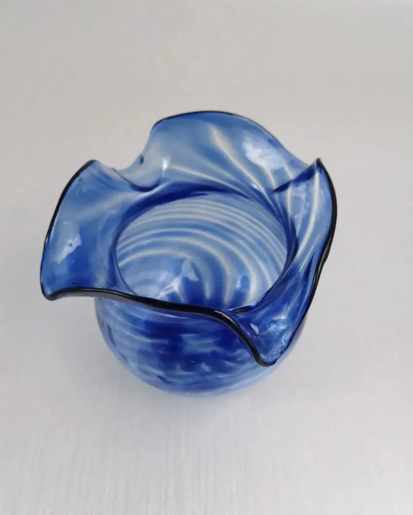 Art Glass Blue Wave Votive | 3 x 3 inches