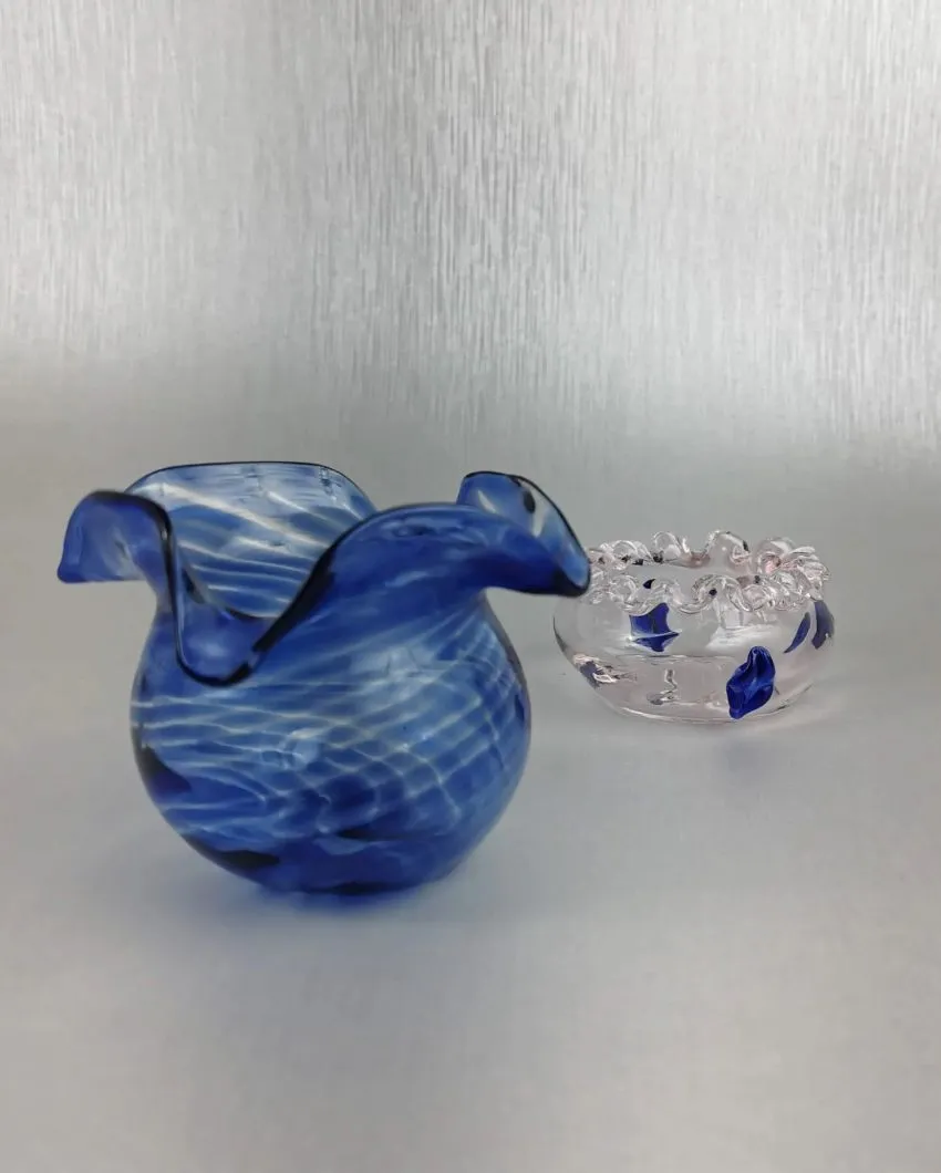 Art Glass Blue Wave Votive | 3 x 3 inches