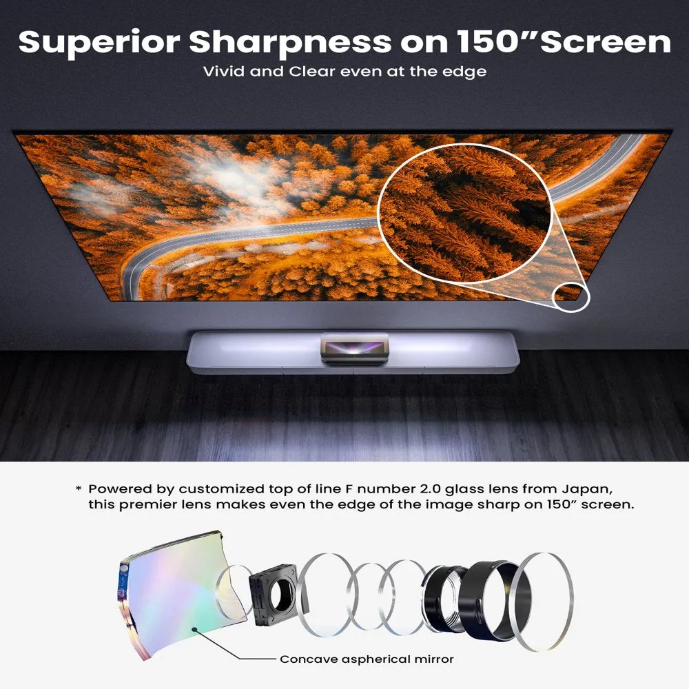 AWOL VISION LTV-2500 4K UHD Ultra Short Throw Triple Laser Projector with 2600 Lumen, 3D, 150", HDR10 , UST Projector Laser TV