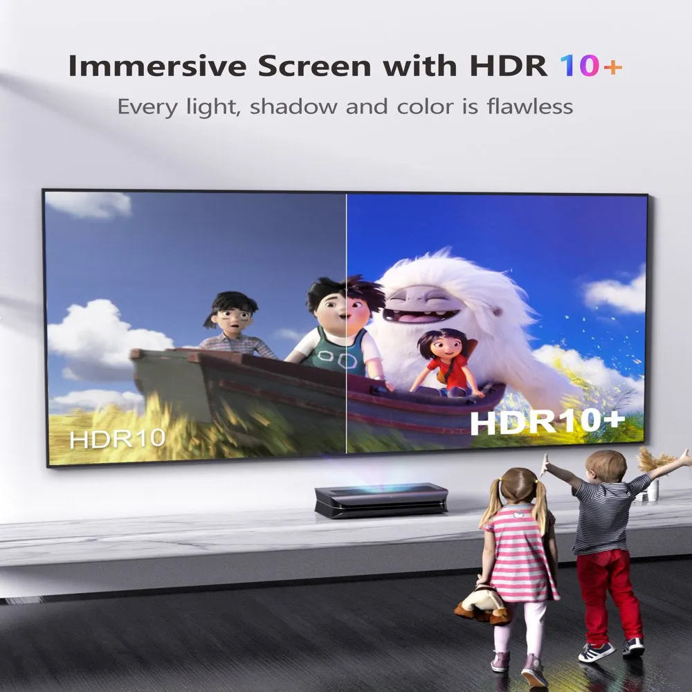 AWOL VISION LTV-2500 4K UHD Ultra Short Throw Triple Laser Projector with 2600 Lumen, 3D, 150", HDR10 , UST Projector Laser TV