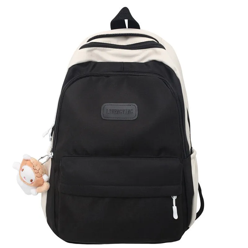 Back to School Backpack for College Students Korean Fashion Cute Girls Large-capacity Shoulder Backpack Nylon Waterproof Travel Backpack