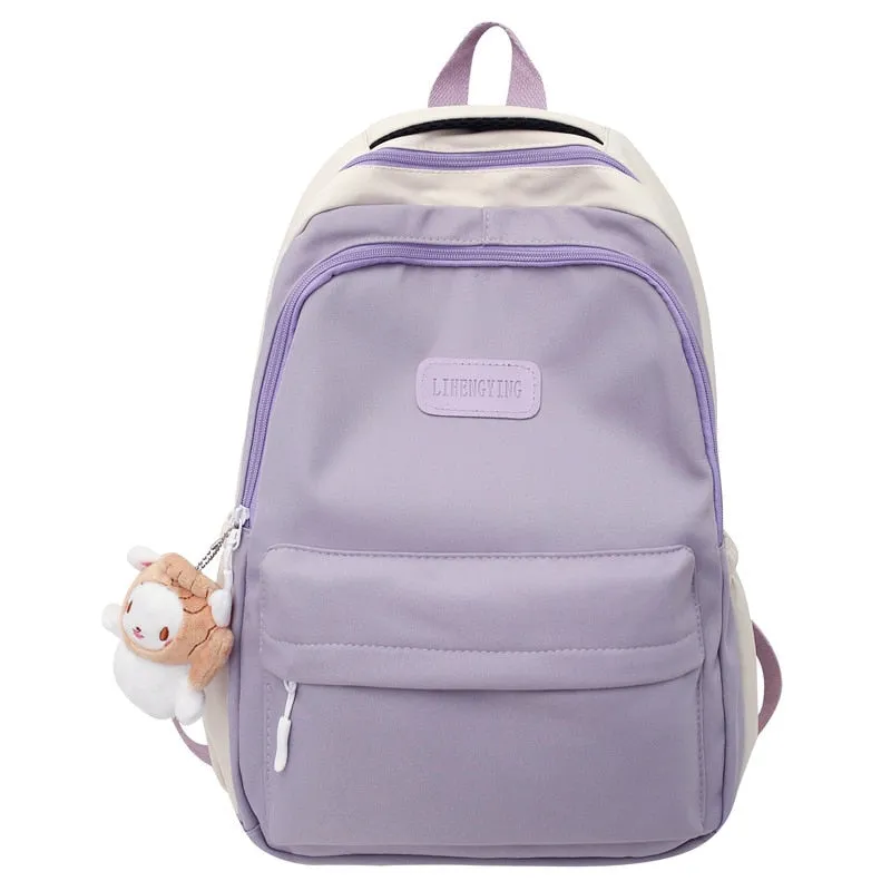 Back to School Backpack for College Students Korean Fashion Cute Girls Large-capacity Shoulder Backpack Nylon Waterproof Travel Backpack