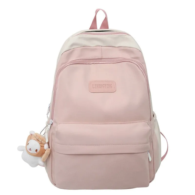 Back to School Backpack for College Students Korean Fashion Cute Girls Large-capacity Shoulder Backpack Nylon Waterproof Travel Backpack