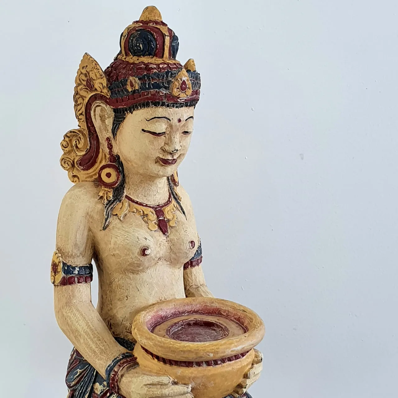 Balinese Goddess Wooden Candle Holder