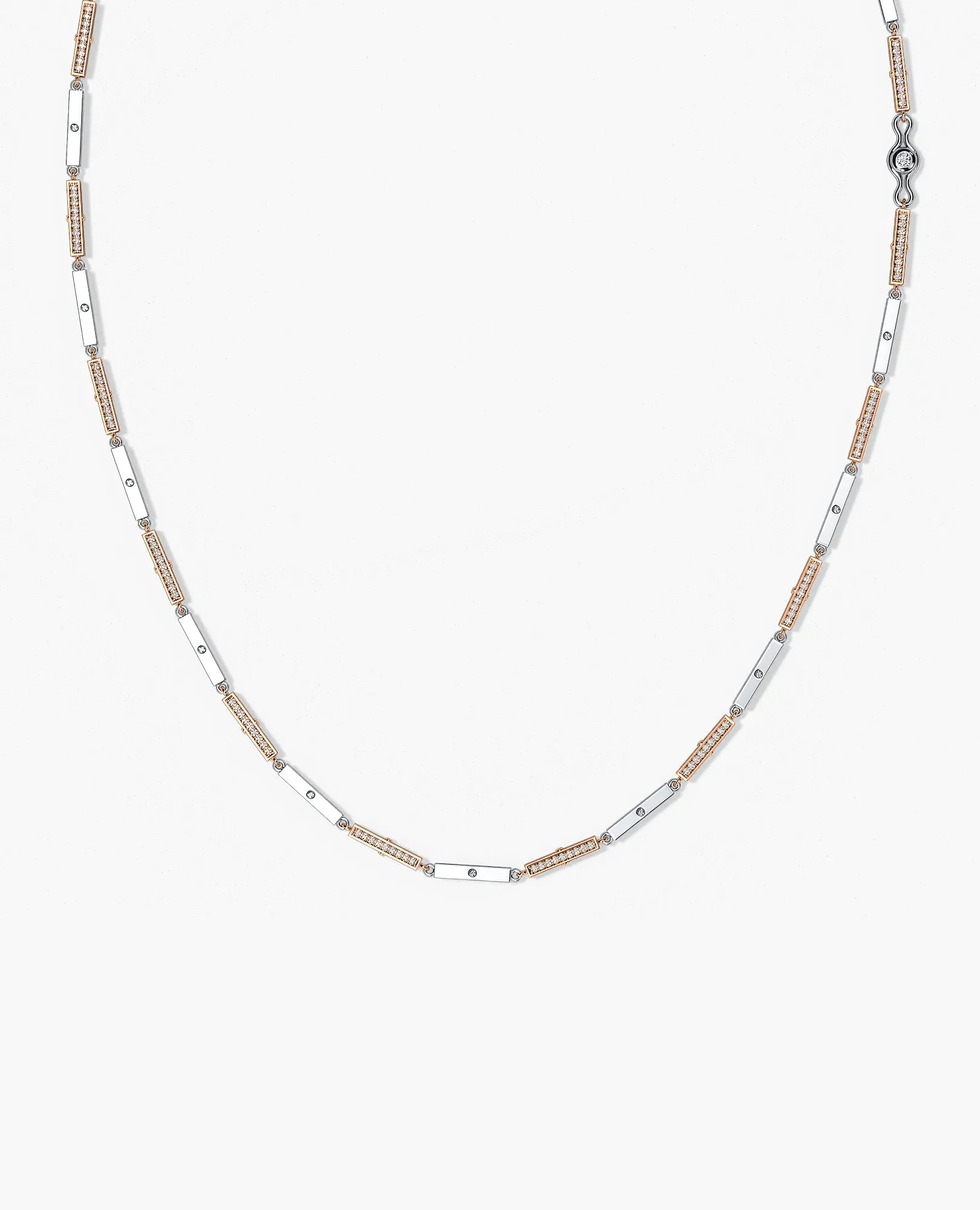 BAR CHAIN Two-Tone Necklace with Diamonds