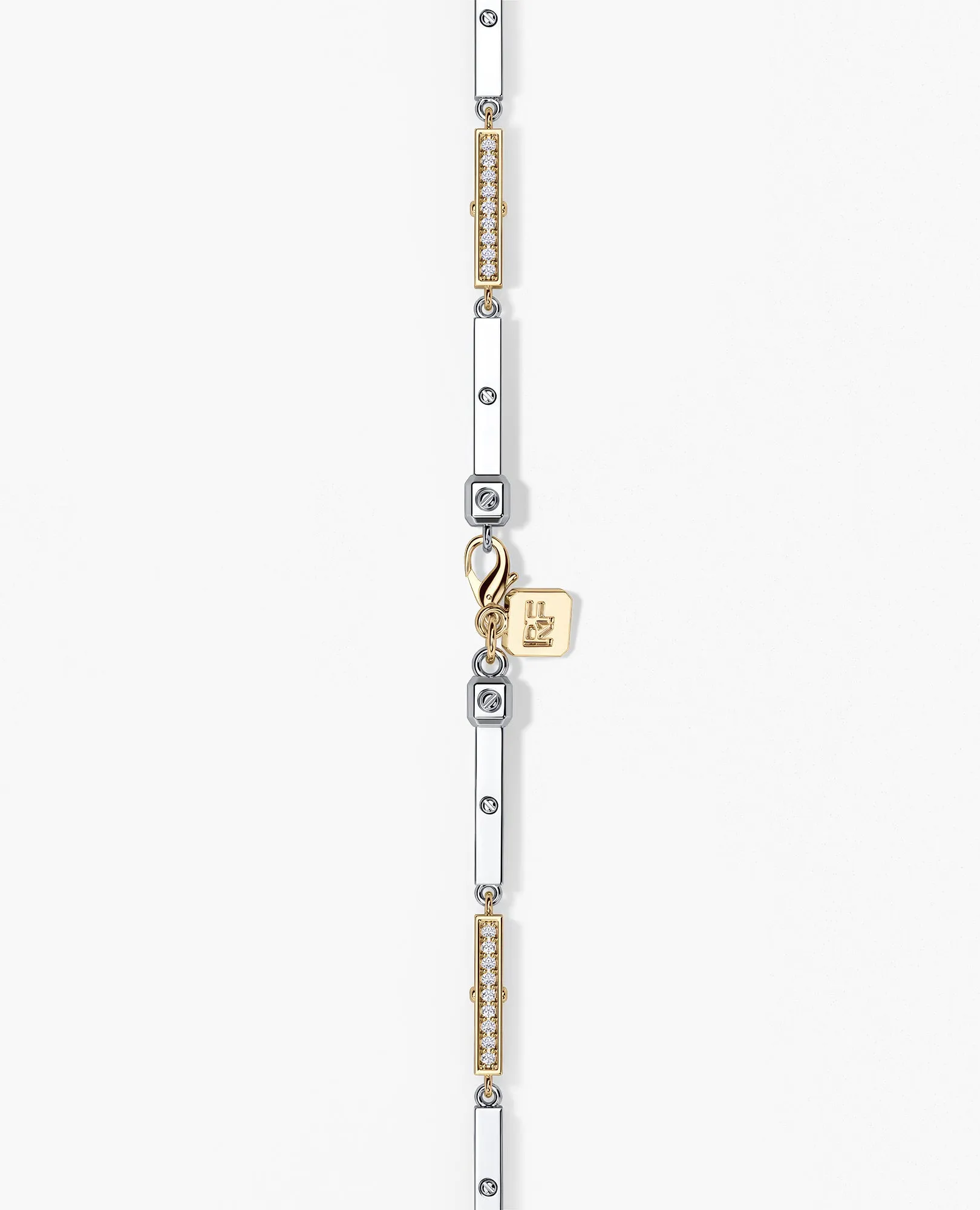 BAR CHAIN Two-Tone Necklace with Diamonds