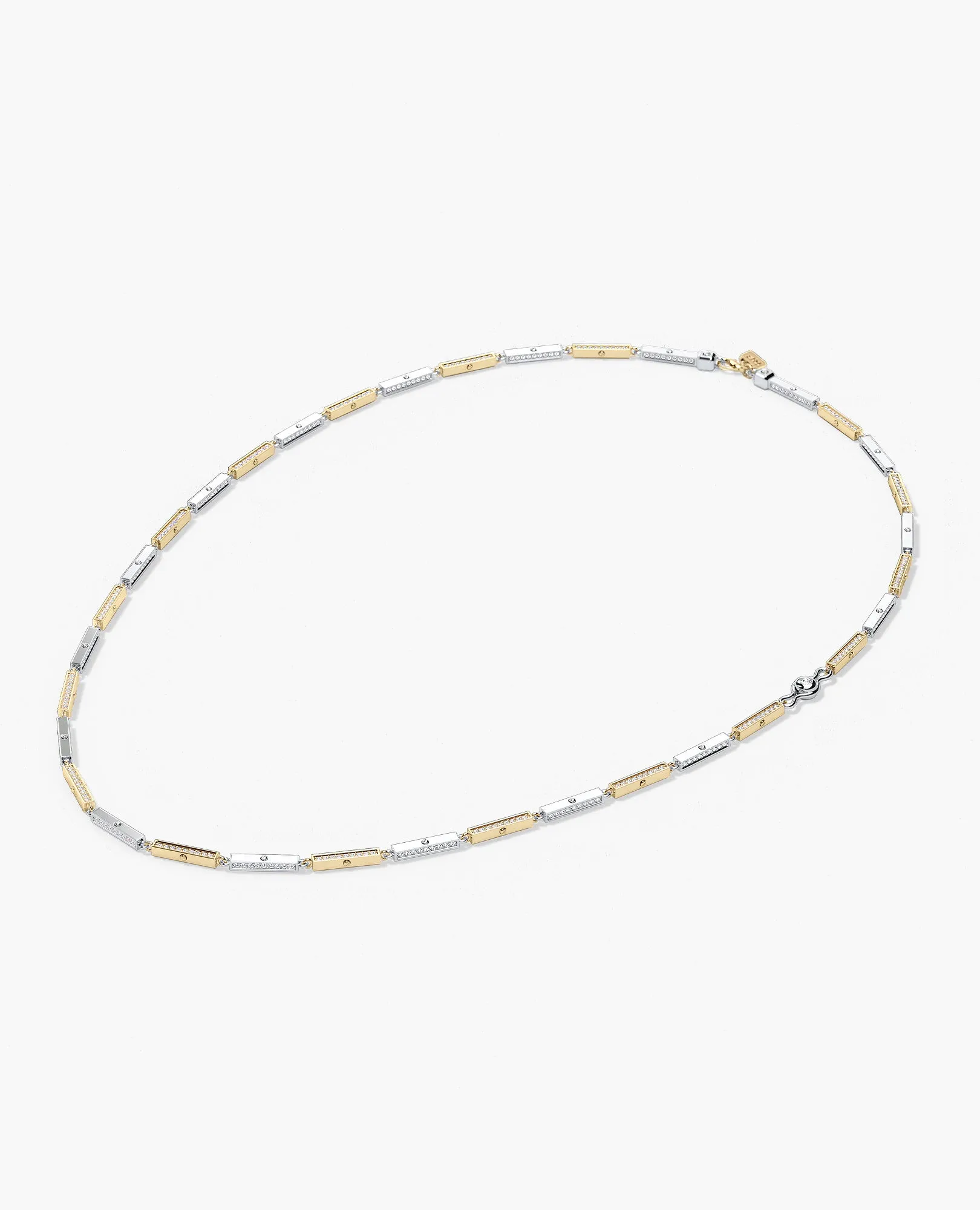 BAR CHAIN Two-Tone Necklace with Diamonds