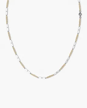 BAR CHAIN Two-Tone Necklace with Diamonds