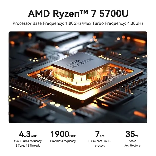 Beelink Mini PC AMD Ryzen 7 5800H (8C/16T, Up to 4.4Ghz), 16GB DDR4 RAM 500GB NVMe SSD, SER5 Pro Mini Desktop Computer Support 4K@60Hz/Triple Display/WiFi6/BT5.2/HDMI DP/Home/Office/Gaming