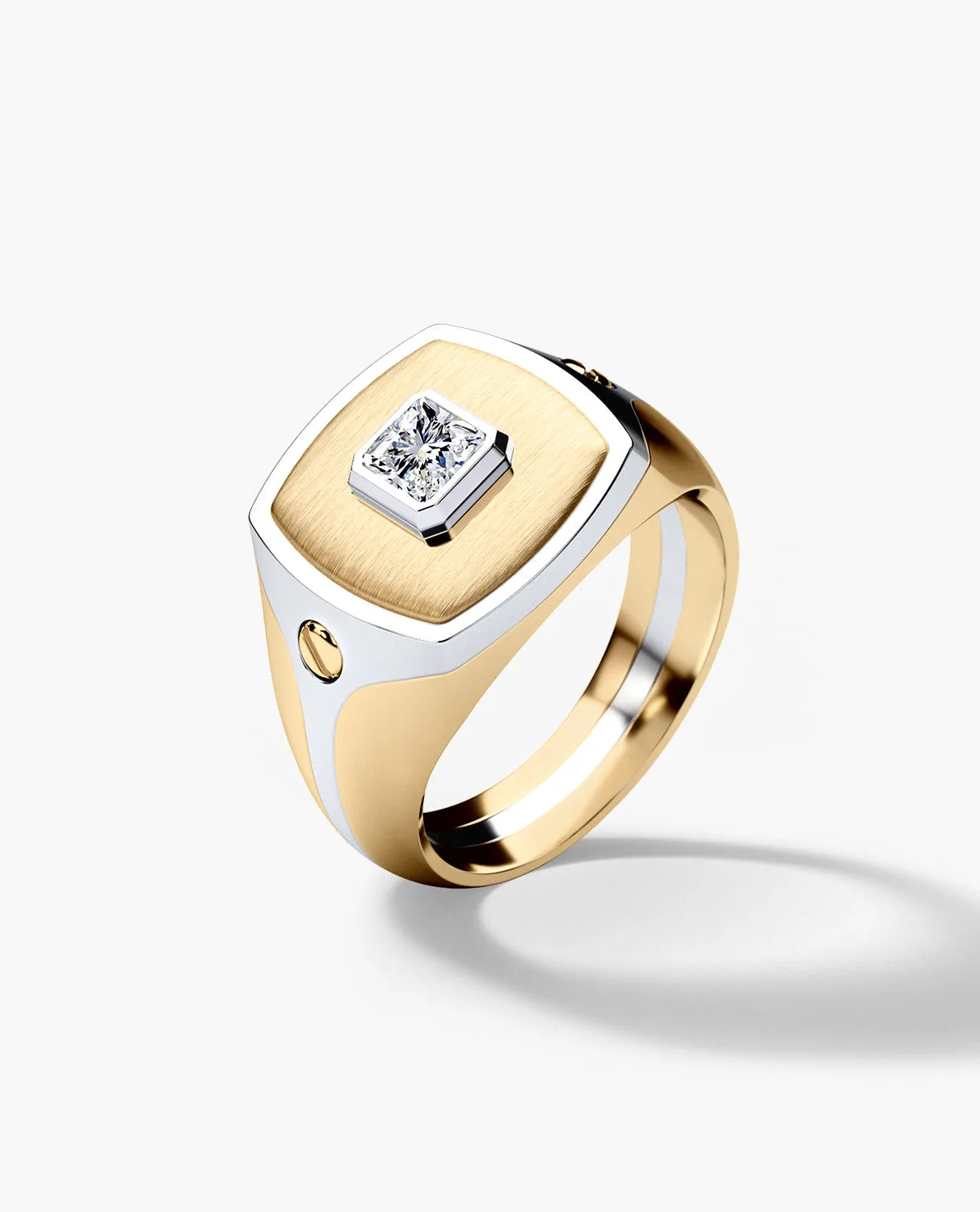 BETZ Two-Tone Gold Signet Ring with Diamond - Version 1