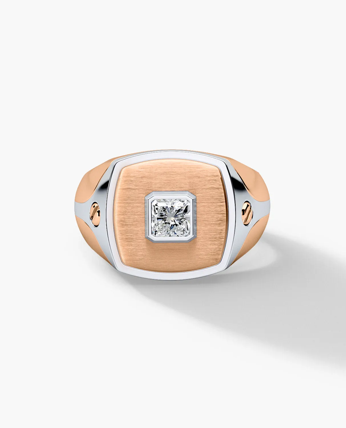 BETZ Two-Tone Gold Signet Ring with Diamond - Version 1